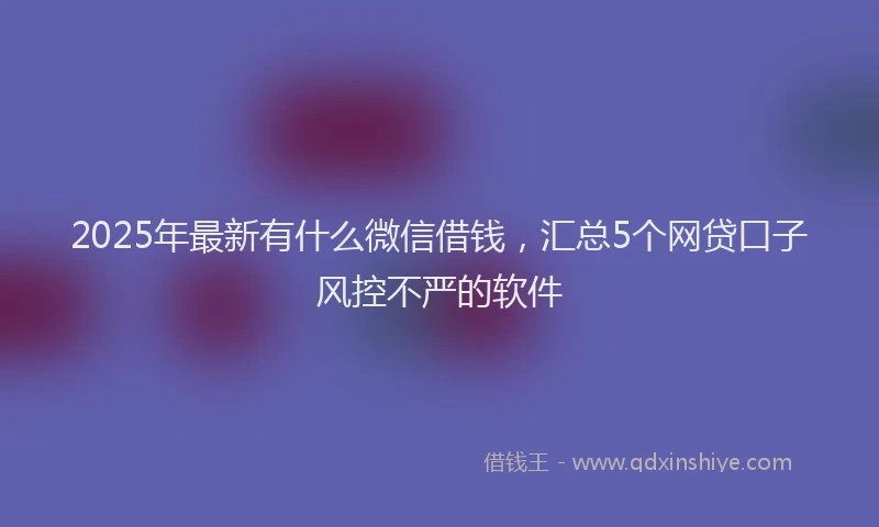 2025年最新有什么微信借钱，汇总5个网贷口子风控不严的软件