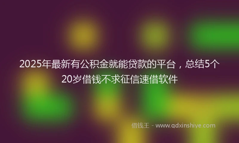 2025年最新有公积金就能贷款的平台，总结5个20岁借钱不求征信速借软件