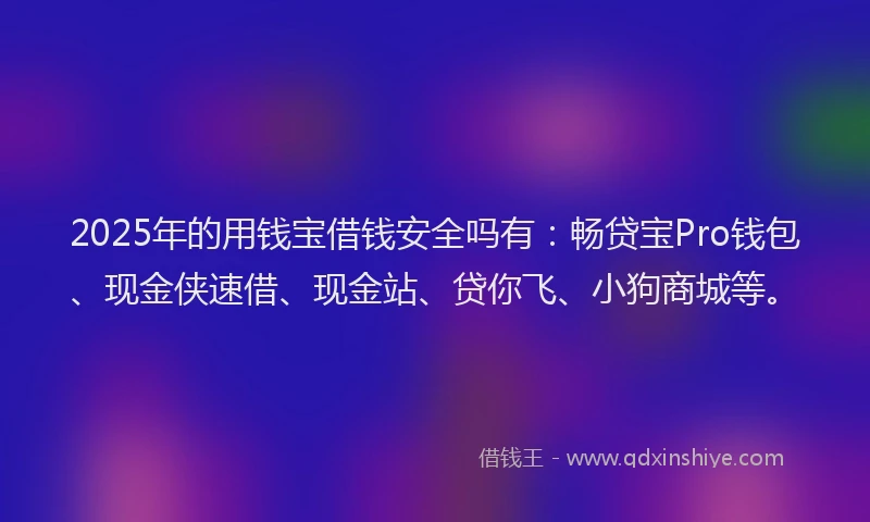 2025年的用钱宝借钱安全吗有：畅贷宝Pro钱包、现金侠速借、现金站、贷你飞、小狗商城等。