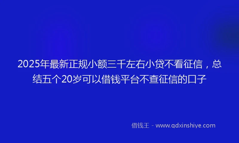 2025年最新正规小额三千左右小贷不看征信，总结五个20岁可以借钱平台不查征信的口子