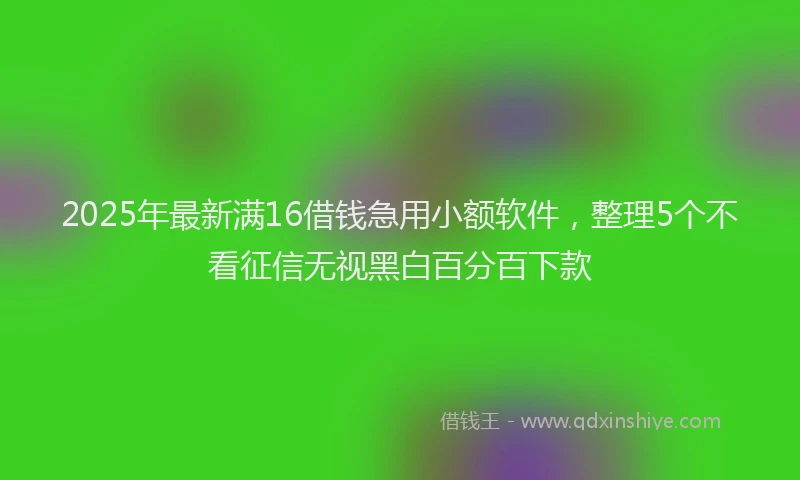2025年最新满16借钱急用小额软件，整理5个不看征信无视黑白百分百下款