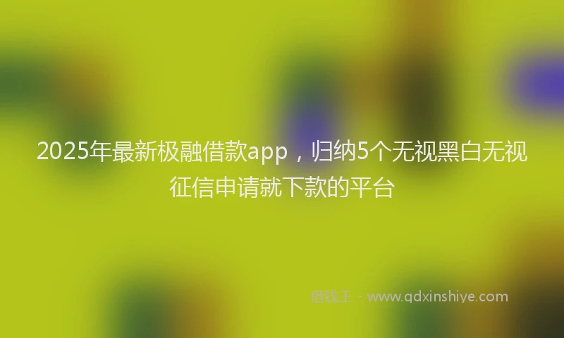 2025年最新极融借款app，归纳5个无视黑白无视征信申请就下款的平台