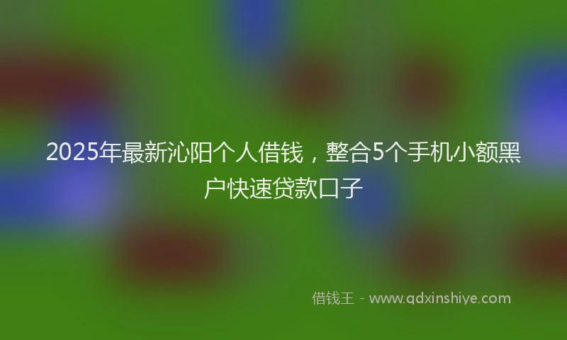 2025年最新沁阳个人借钱，整合5个手机小额黑户快速贷款口子