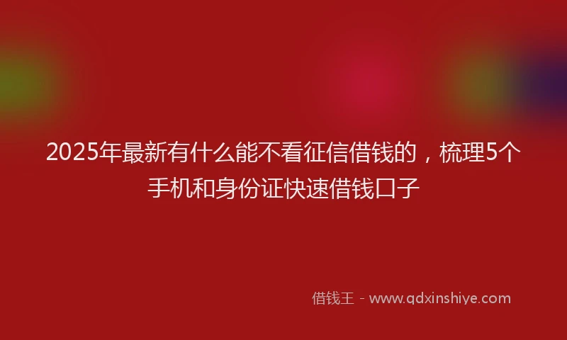 2025年最新有什么能不看征信借钱的，梳理5个手机和身份证快速借钱口子