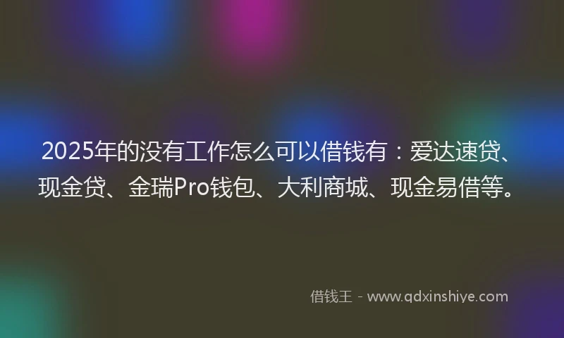 2025年的没有工作怎么可以借钱有：爱达速贷、现金贷、金瑞Pro钱包、大利商城、现金易借等。