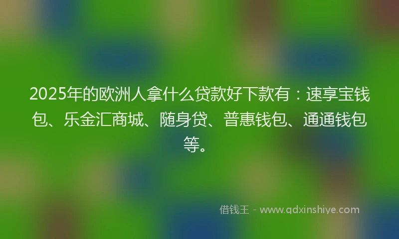 2025年的欧洲人拿什么贷款好下款有：速享宝钱包、乐金汇商城、随身贷、普惠钱包、通通钱包等。