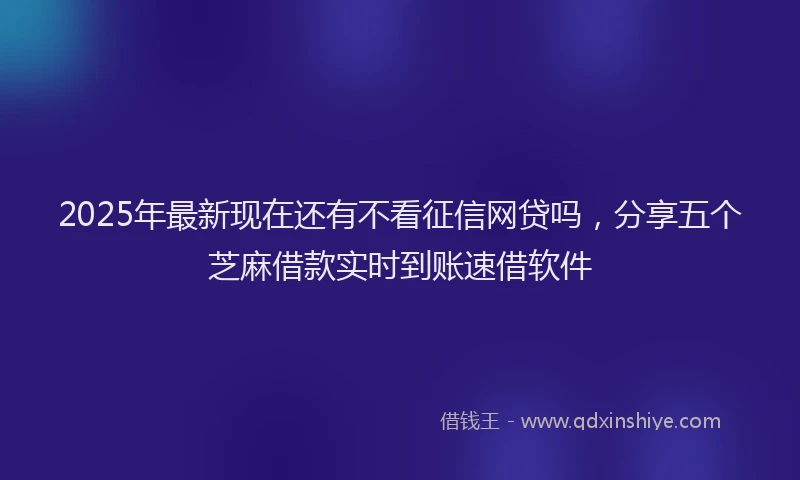 2025年最新现在还有不看征信网贷吗，分享五个芝麻借款实时到账速借软件