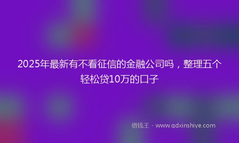 2025年最新有不看征信的金融公司吗，整理五个轻松贷10万的口子