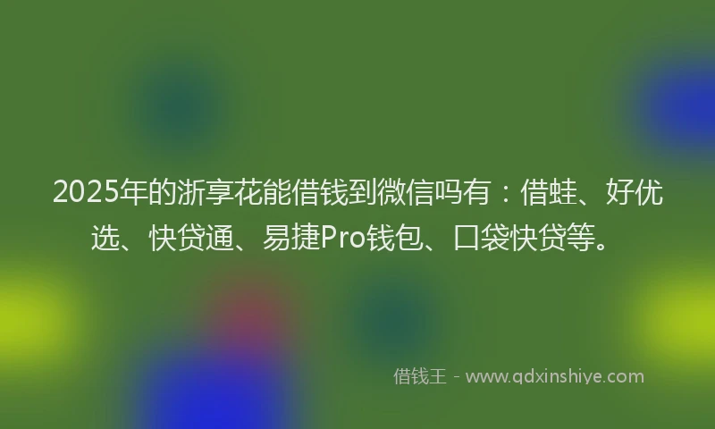 2025年的浙享花能借钱到微信吗有：借蛙、好优选、快贷通、易捷Pro钱包、口袋快贷等。