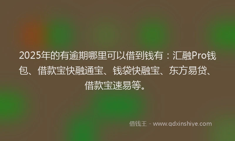 2025年的有逾期哪里可以借到钱有：汇融Pro钱包、借款宝快融通宝、钱袋快融宝、东方易贷、借款宝速易等。