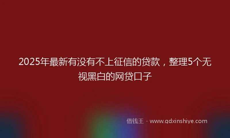 2025年最新有没有不上征信的贷款，整理5个无视黑白的网贷口子