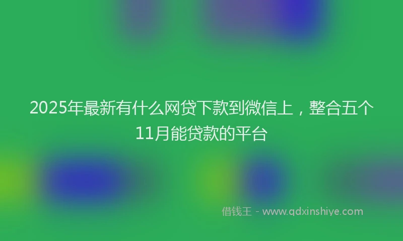 2025年最新有什么网贷下款到微信上，整合五个11月能贷款的平台
