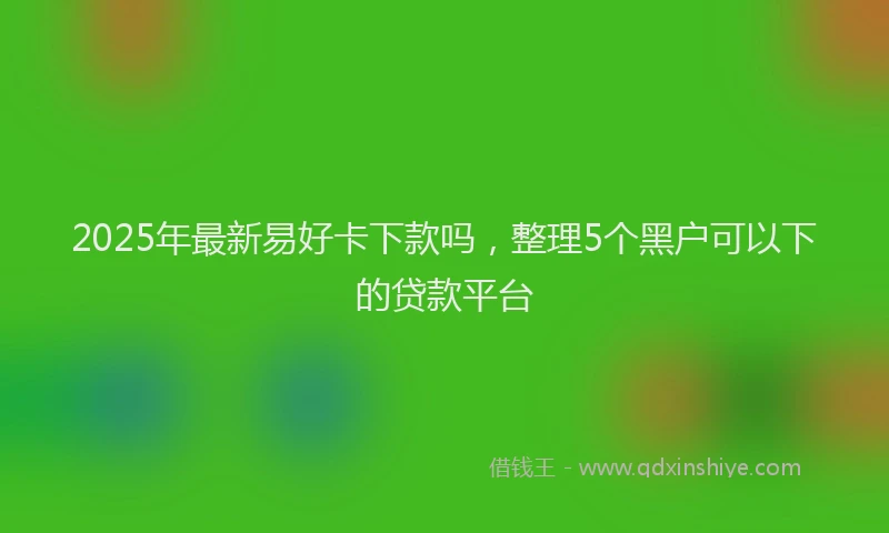 2025年最新易好卡下款吗，整理5个黑户可以下的贷款平台