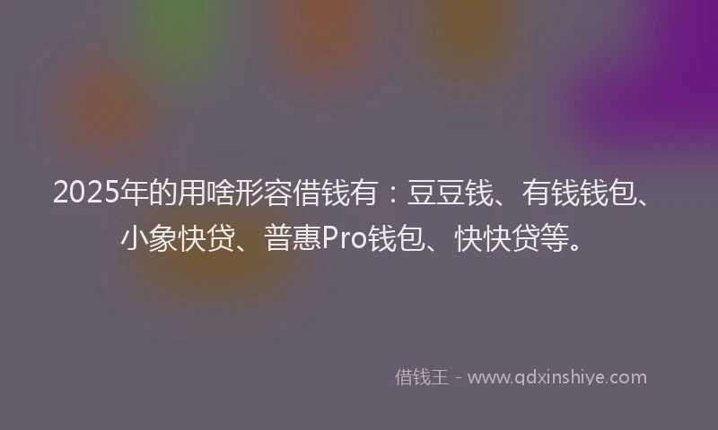 2025年的用啥形容借钱有：豆豆钱、有钱钱包、小象快贷、普惠Pro钱包、快快贷等。