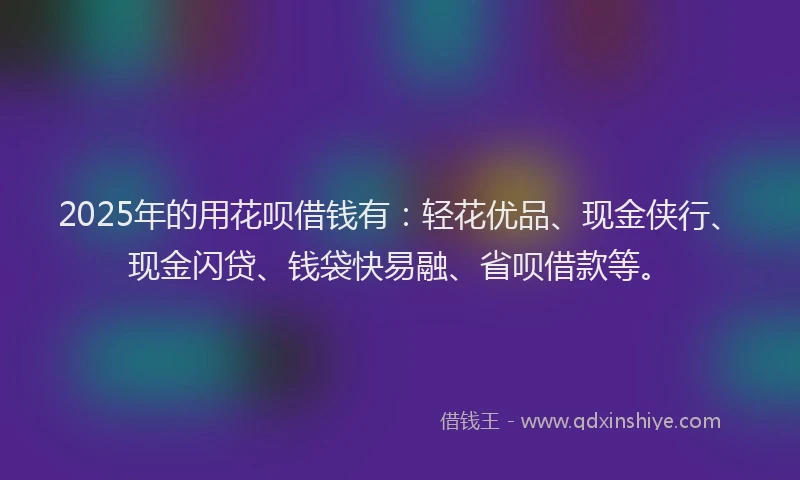2025年的用花呗借钱有：轻花优品、现金侠行、现金闪贷、钱袋快易融、省呗借款等。
