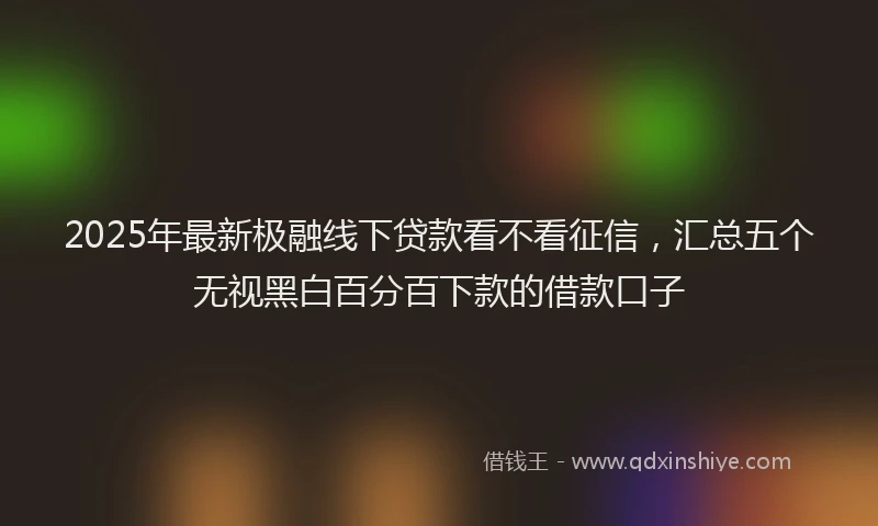 2025年最新极融线下贷款看不看征信，汇总五个无视黑白百分百下款的借款口子
