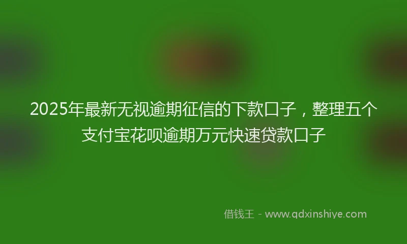 2025年最新无视逾期征信的下款口子，整理五个支付宝花呗逾期万元快速贷款口子