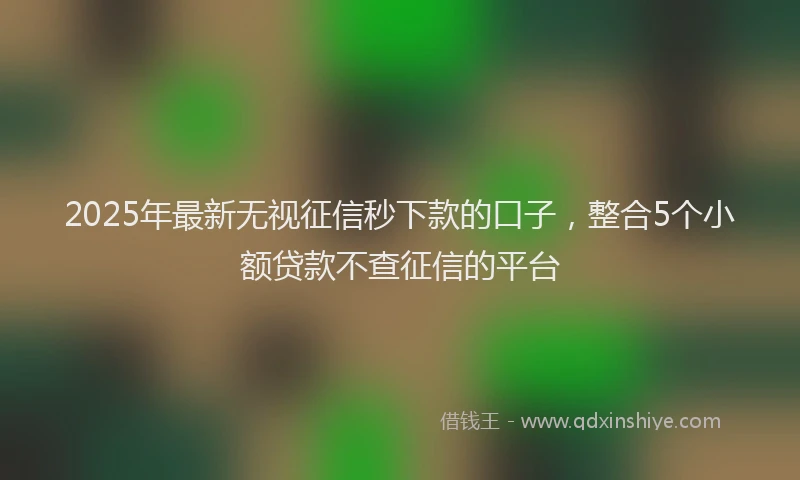 2025年最新无视征信秒下款的口子，整合5个小额贷款不查征信的平台