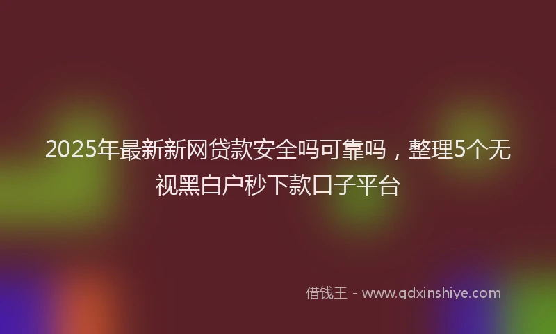 2025年最新新网贷款安全吗可靠吗，整理5个无视黑白户秒下款口子平台
