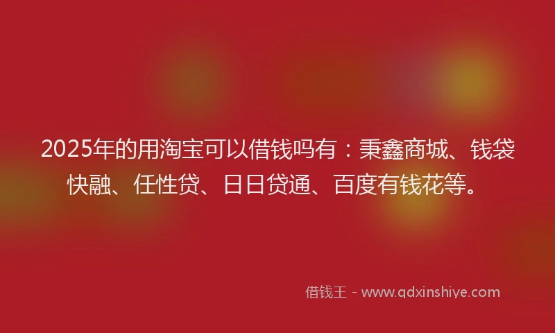 2025年的用淘宝可以借钱吗有：秉鑫商城、钱袋快融、任性贷、日日贷通、百度有钱花等。