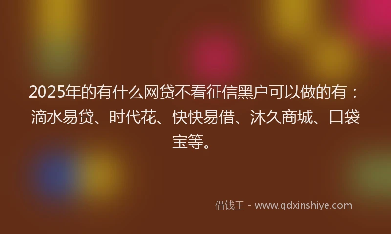 2025年的有什么网贷不看征信黑户可以做的有：滴水易贷、时代花、快快易借、沐久商城、口袋宝等。