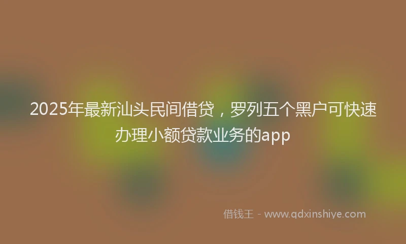 2025年最新汕头民间借贷，罗列五个黑户可快速办理小额贷款业务的app