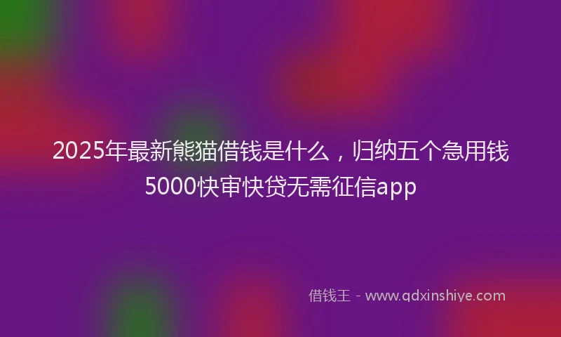 2025年最新熊猫借钱是什么，归纳五个急用钱5000快审快贷无需征信app