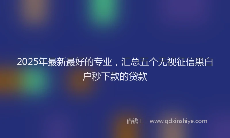 2025年最新最好的专业，汇总五个无视征信黑白户秒下款的贷款