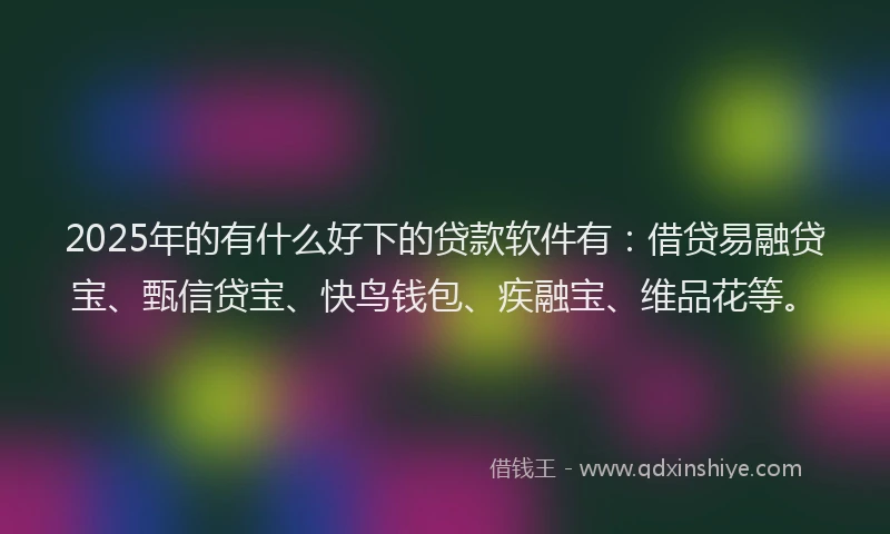 2025年的有什么好下的贷款软件有：借贷易融贷宝、甄信贷宝、快鸟钱包、疾融宝、维品花等。