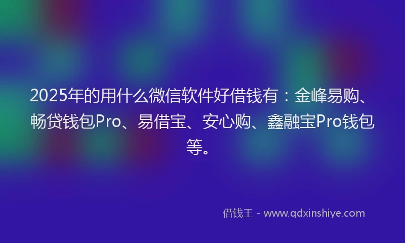 2025年的用什么微信软件好借钱有：金峰易购、畅贷钱包Pro、易借宝、安心购、鑫融宝Pro钱包等。