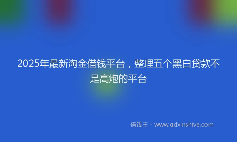 2025年最新淘金借钱平台，整理五个黑白贷款不是高炮的平台
