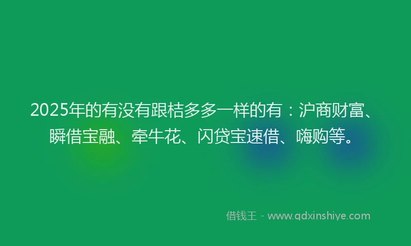 2025年的有没有跟桔多多一样的有：沪商财富、瞬借宝融、牵牛花、闪贷宝速借、嗨购等。