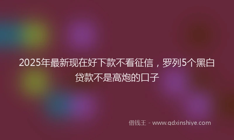 2025年最新现在好下款不看征信，罗列5个黑白贷款不是高炮的口子