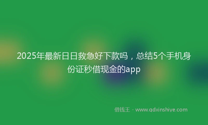 2025年最新日日救急好下款吗，总结5个手机身份证秒借现金的app