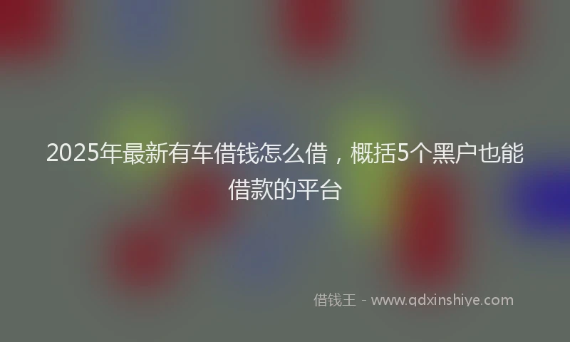 2025年最新有车借钱怎么借，概括5个黑户也能借款的平台