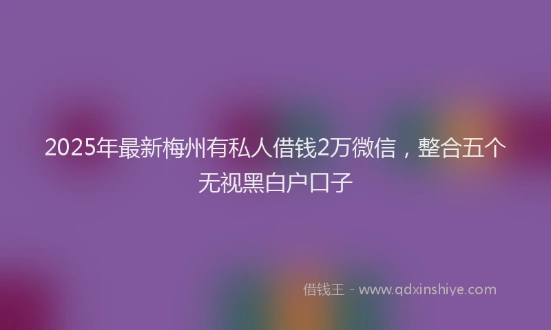 2025年最新梅州有私人借钱2万微信，整合五个无视黑白户口子
