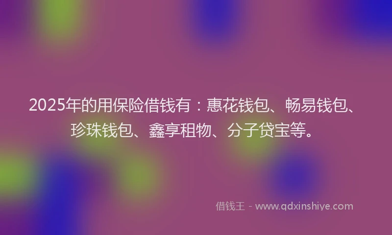 2025年的用保险借钱有：惠花钱包、畅易钱包、珍珠钱包、鑫享租物、分子贷宝等。