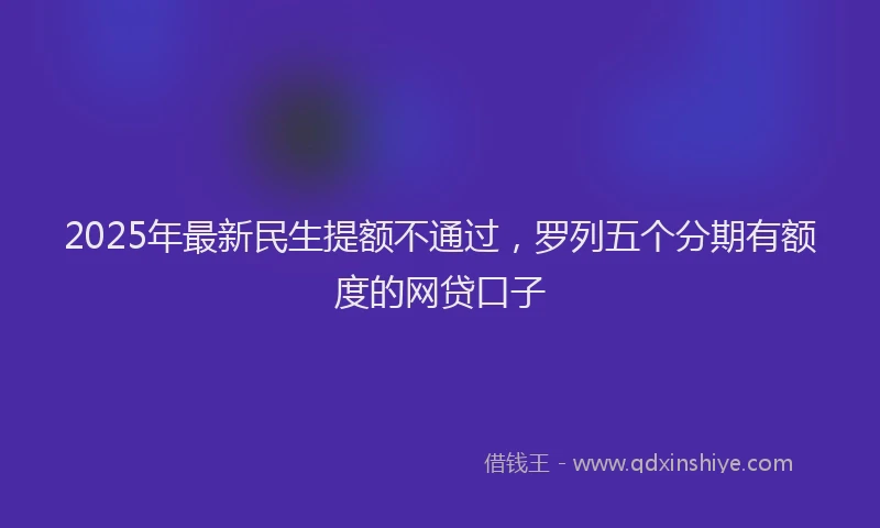 2025年最新民生提额不通过，罗列五个分期有额度的网贷口子