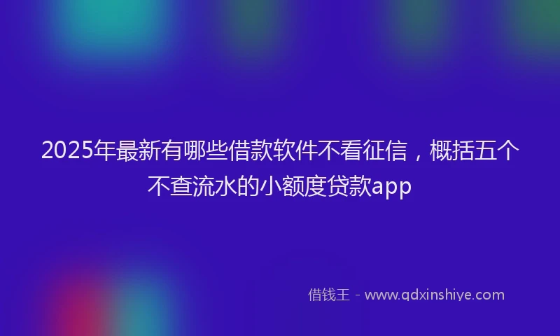 2025年最新有哪些借款软件不看征信，概括五个不查流水的小额度贷款app