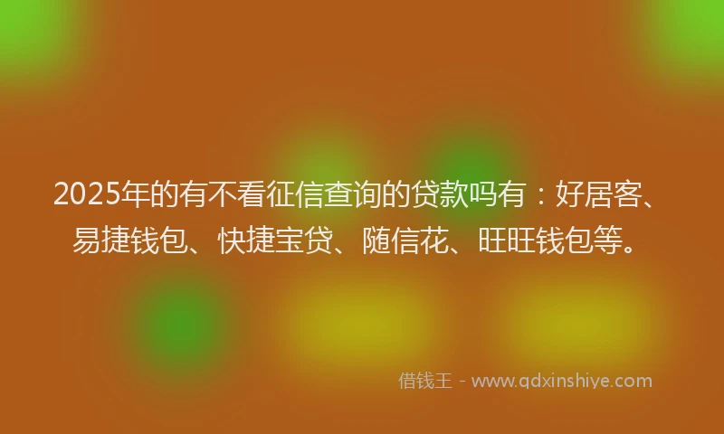 2025年的有不看征信查询的贷款吗有：好居客、易捷钱包、快捷宝贷、随信花、旺旺钱包等。