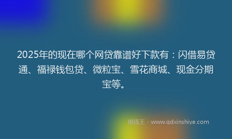 2025年的现在哪个网贷靠谱好下款有：闪借易贷通、福禄钱包贷、微粒宝、雪花商城、现金分期宝等。