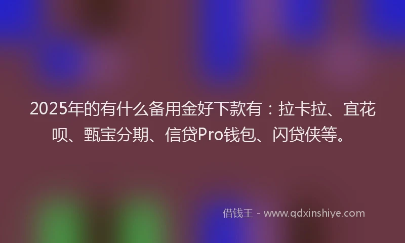 2025年的有什么备用金好下款有：拉卡拉、宜花呗、甄宝分期、信贷Pro钱包、闪贷侠等。
