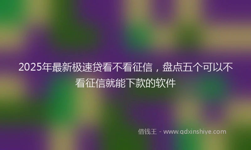 2025年最新极速贷看不看征信，盘点五个可以不看征信就能下款的软件