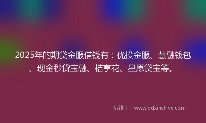 2025年的期贷金服借钱有：优投金服、慧融钱包、现金秒贷宝融、桔享花、星愿贷宝等。