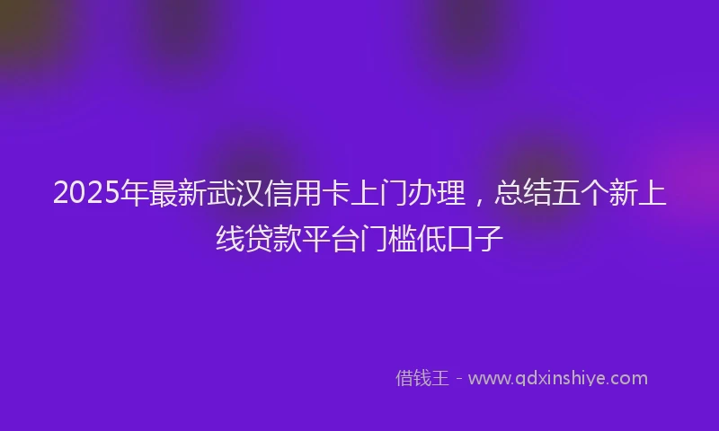 2025年最新武汉信用卡上门办理，总结五个新上线贷款平台门槛低口子