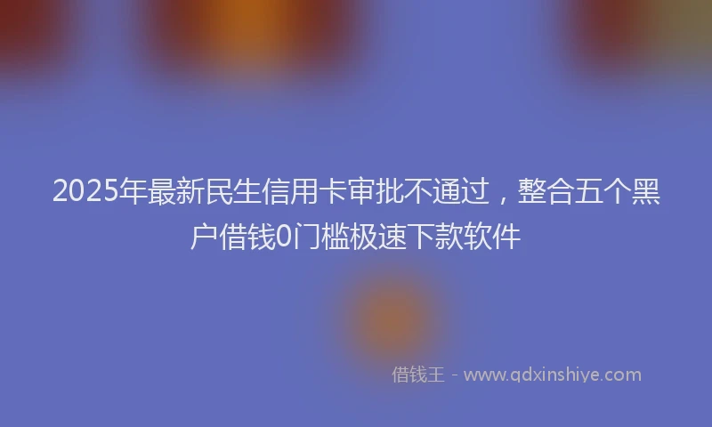 2025年最新民生信用卡审批不通过，整合五个黑户借钱0门槛极速下款软件
