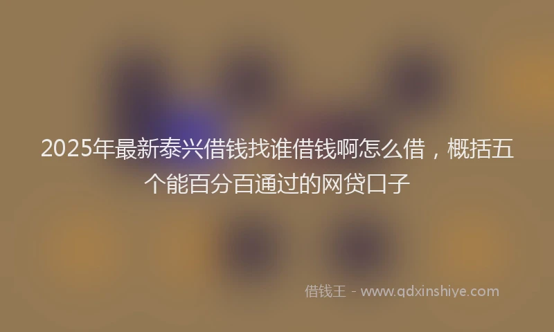 2025年最新泰兴借钱找谁借钱啊怎么借，概括五个能百分百通过的网贷口子