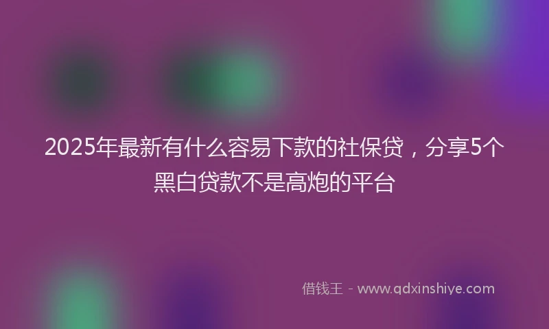 2025年最新有什么容易下款的社保贷，分享5个黑白贷款不是高炮的平台