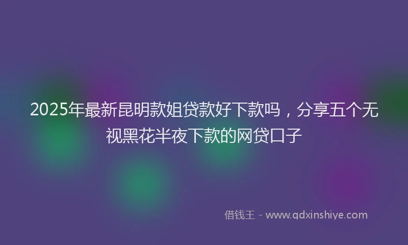 2025年最新昆明款姐贷款好下款吗，分享五个无视黑花半夜下款的网贷口子