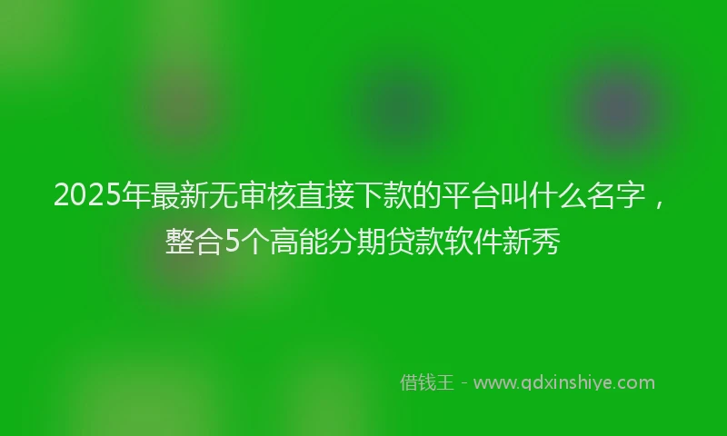 2025年最新无审核直接下款的平台叫什么名字，整合5个高能分期贷款软件新秀